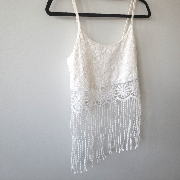 White Boho Crop Top - Size M - Picture 2 of 6